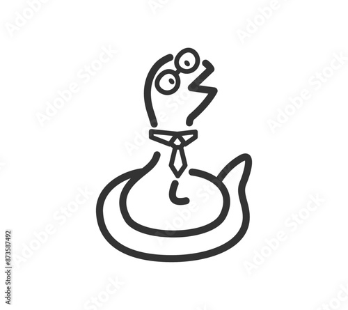 ネクタイとメガネを付けた蛇のイラスト