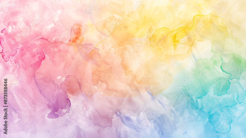 Fototapeta premium Pastel rainbow watercolor background paper for creative projects