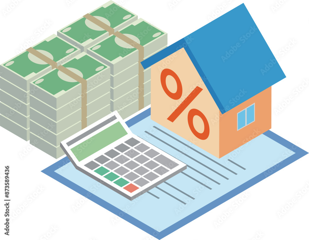 Obraz premium 住宅ローン金利のイメージイラスト