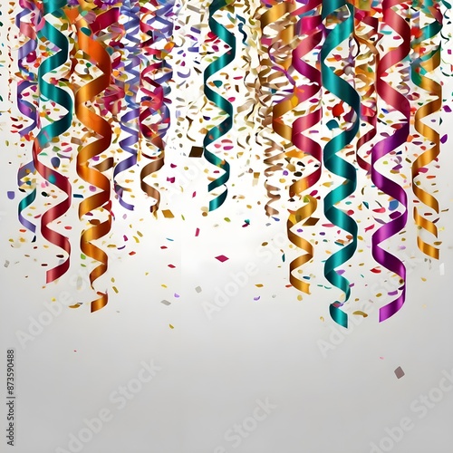 Background Celebrate Your Birthday, Lots of colorful tiny confetti and ribbons on transparent background festive event and party Generative AI 