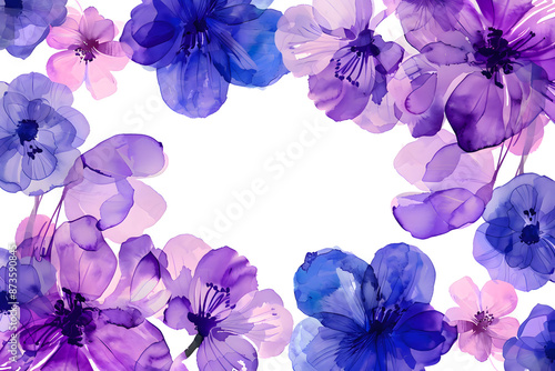Purple floral frame. Background with copy space