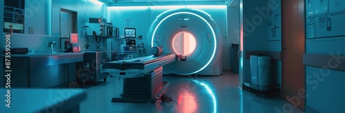 Empty MRI Room With Examination Table Ready for Patient