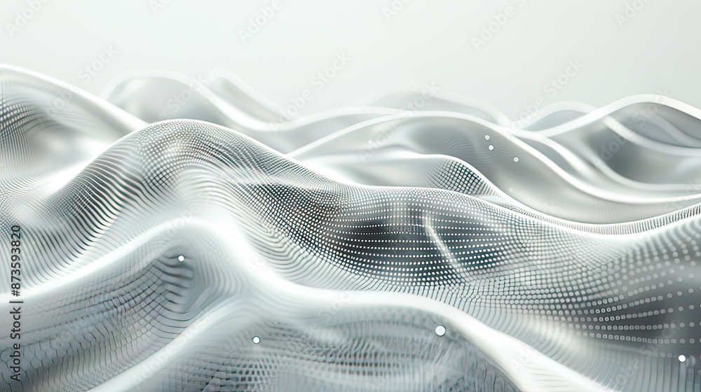 Naklejka premium Ultra-detailed visual of an abstract grey background poster with dynamic waves intricate illustration futuristic atmosphere highlighting technology and network communication 
