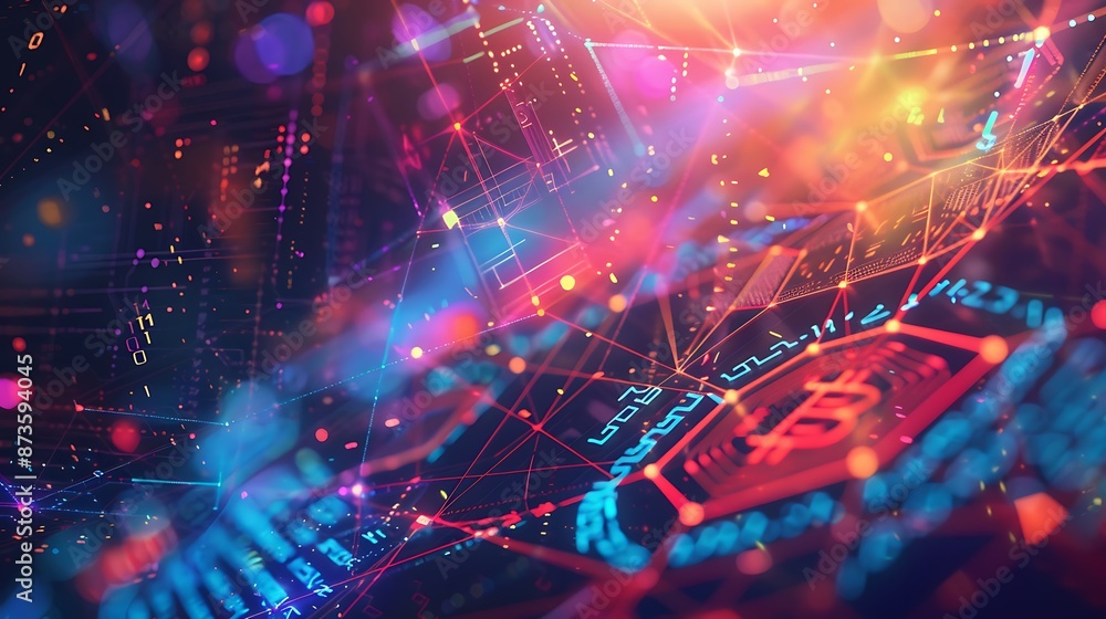Abstract Digital Network with Bokeh Lights Abstract Digital Network with Bokeh Lights