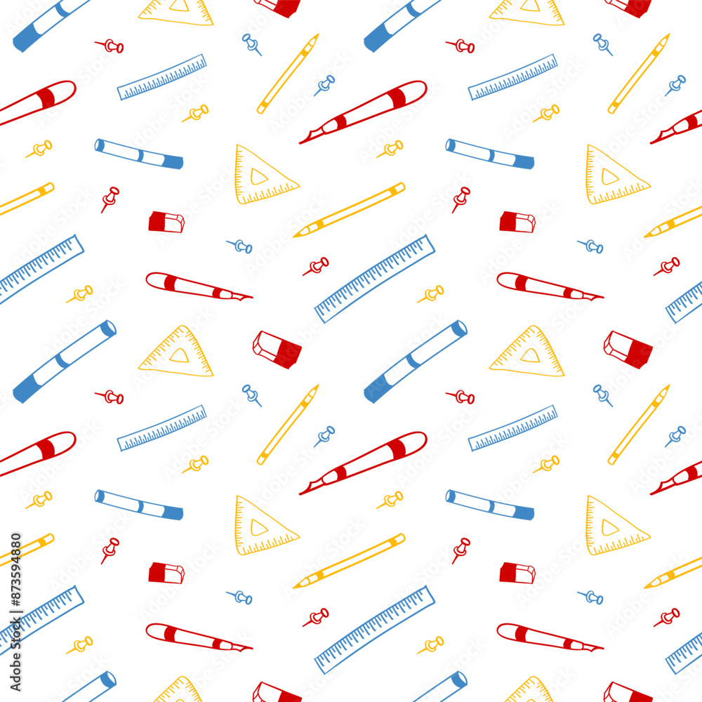 Artist tools seamless pattern in doodle style Artist tools seamless pattern in doodle style
