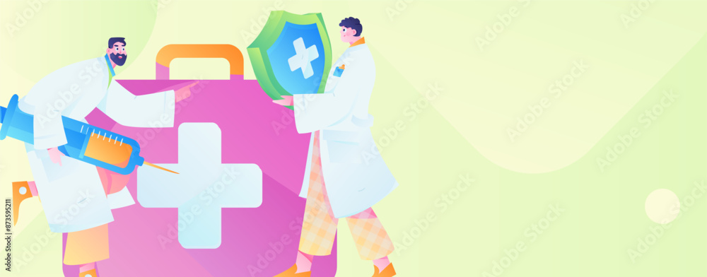 Medical characters fighting the epidemic flat vector concept operation hand drawn illustration
Medical characters fighting the epidemic flat vector concept operation hand drawn illustration