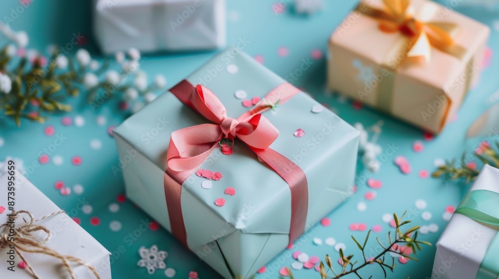 Pastel Colored Gift Boxes with Ribbons Pastel Colored Gift Boxes with Ribbons