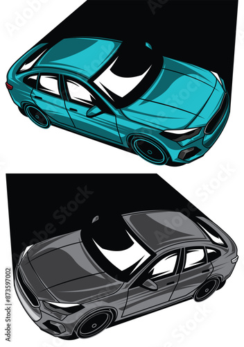 Cool modern sport car colored blue