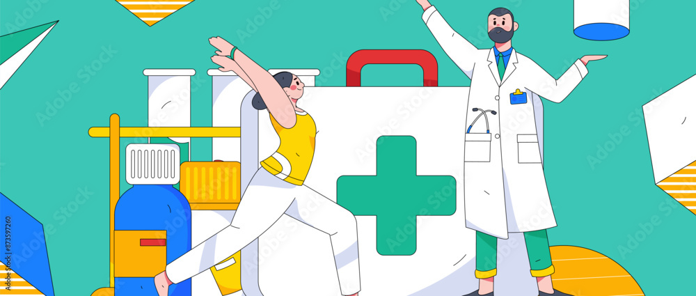 Medical characters fighting the epidemic flat vector concept operation hand drawn illustration
Medical characters fighting the epidemic flat vector concept operation hand drawn illustration