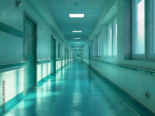 Interior of a modern hospital corridor.