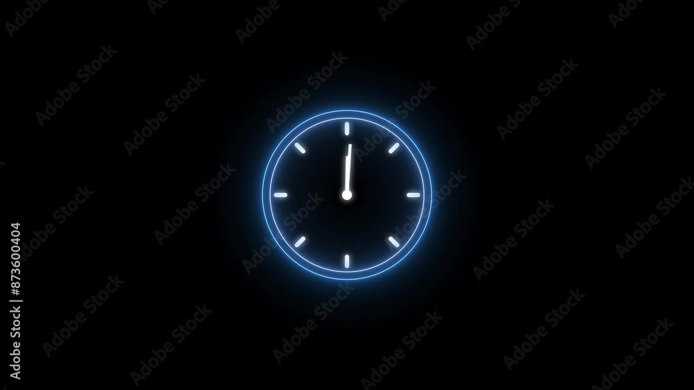 Glowing neon light counting down 24 hour timer clock icon day fast speed animation on black background. Glowing neon light counting down 24 hour timer clock icon day fast speed animation on black background.