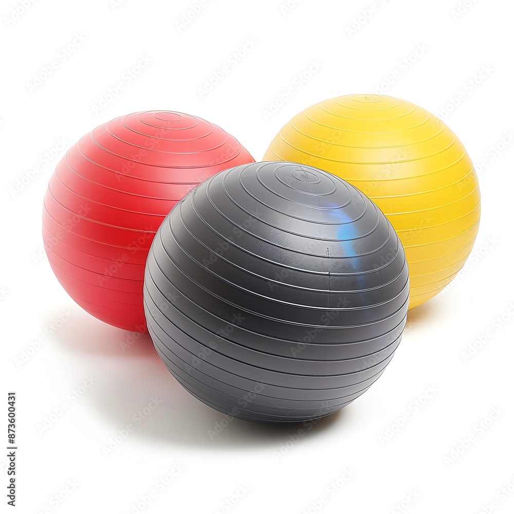 Exercise ball, anti-burst material, different sizes, isolated on white background Exercise ball, anti-burst material, different sizes, isolated on white background
