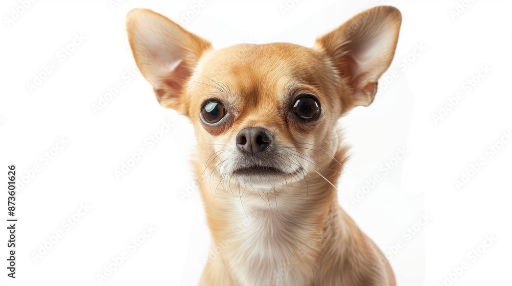 Cute Chihuahua portrait on white background, close-up, looking curious, small dog concept Cute Chihuahua portrait on white background, close-up, looking curious, small dog concept
