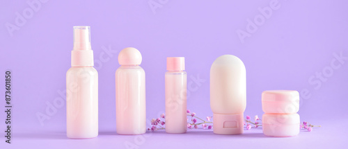 Travel bottles and jars wit...