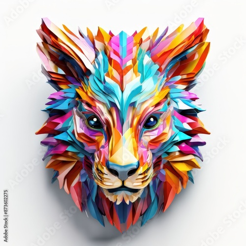 an ai generated image, Animal Vivid Ornamental Head Abstract Fantasy Animal God Portrait