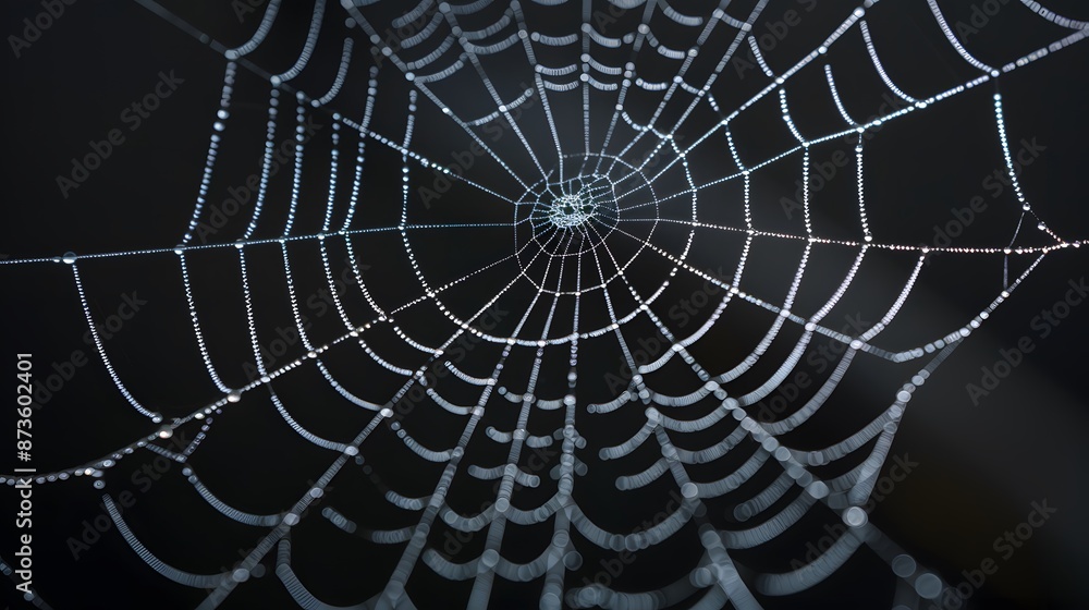 Naklejka premium Real creepy spider webs on black banner