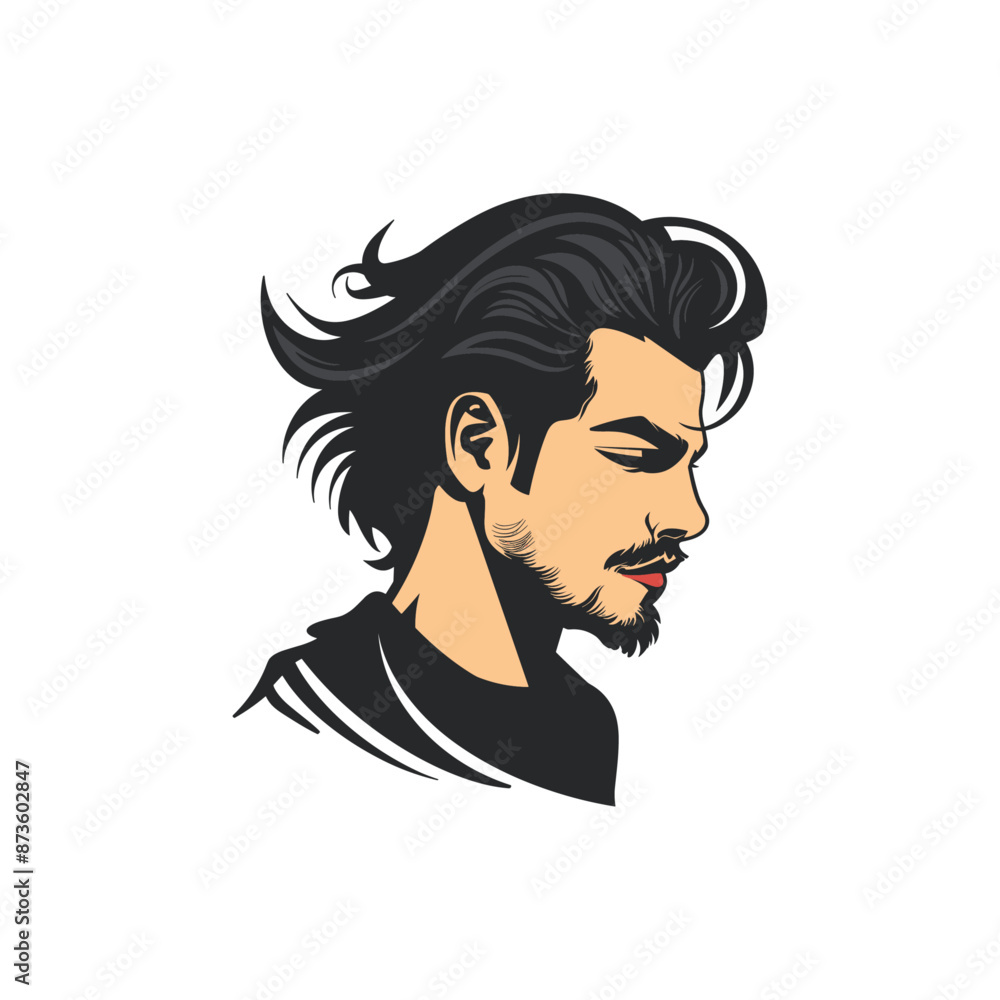 Handsome male with hair flat vector design Handsome male with hair flat vector design
