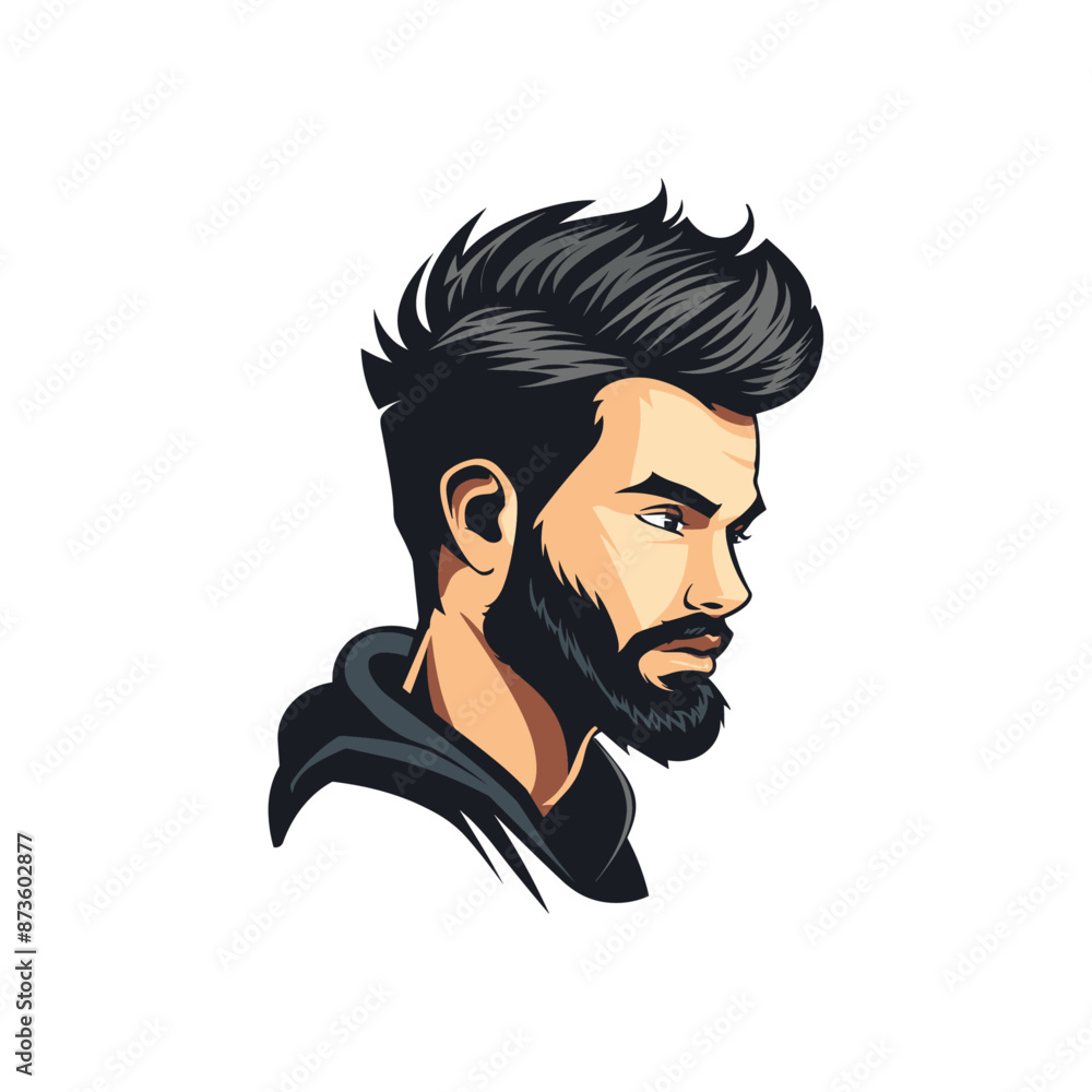Handsome male with hair flat vector design Handsome male with hair flat vector design