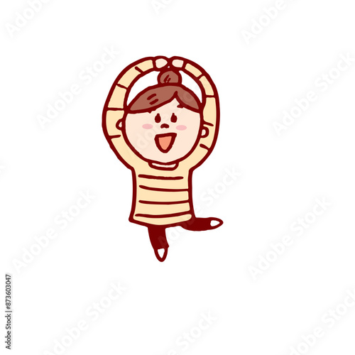 お団子頭のかわいい女子の色々なポーズや仕草