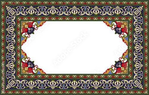 Frames and corners of ethnic abstract rugs Free space for design work