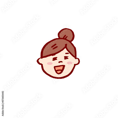 お団子頭のかわいい女子の色々な表情