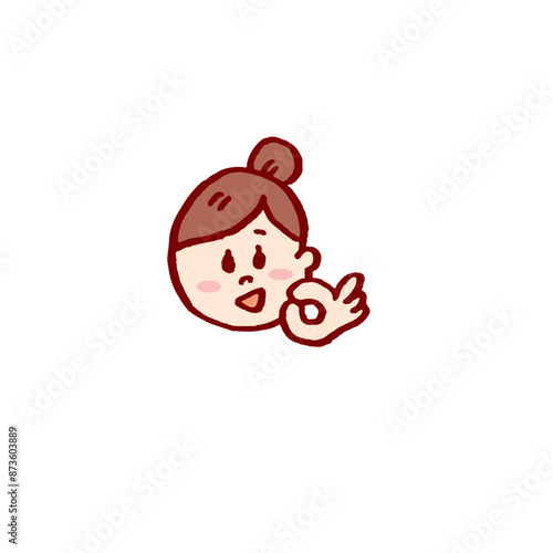 お団子頭のかわいい女子の色々な表情