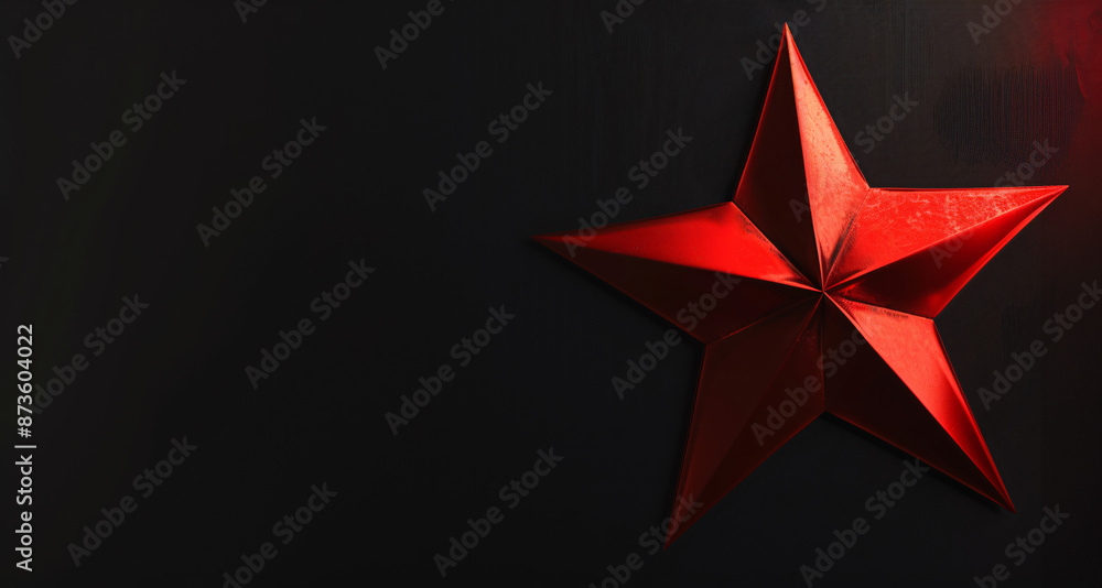 Red Star on Black Background with Copy Space Red Star on Black Background with Copy Space
