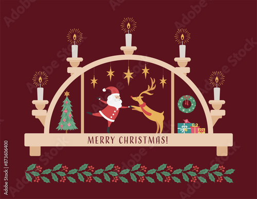 踊るサンタとトナカイのイラスト2-アーチキャンドルVr.
