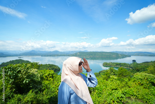 Muslim woman enjoying the beauty of nature