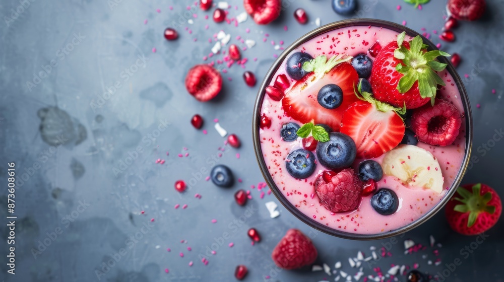 Fresh berry smoothie bowl with toppings Fresh berry smoothie bowl with toppings