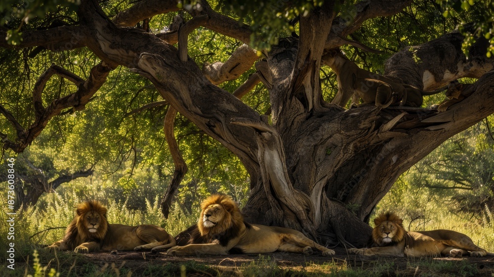 Pride of Lions Resting Under a Tree. Pride of Lions Resting Under a Tree.