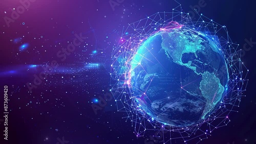 Wallpaper Mural Abstract technology background with a global network and connectivity concept. Digital global network. Abstract futuristic digital network connection. Copy space area for text. 4K Videos Torontodigital.ca