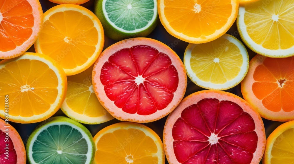 Colorful citrus fruit slices arranged in vibrant patterns on white background, fresh lemon, orange, lime, and grapefruit citrus fruit assortment for healthy eating and refreshing summer beverages
Colorful citrus fruit slices arranged in vibrant patterns on white background, fresh lemon, orange, lime, and grapefruit citrus fruit assortment for healthy eating and refreshing summer beverages