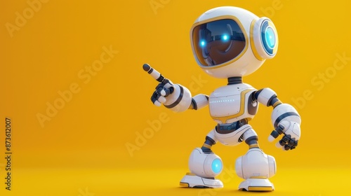 Positive cute robot pointing at a space © Achmad Khoeron