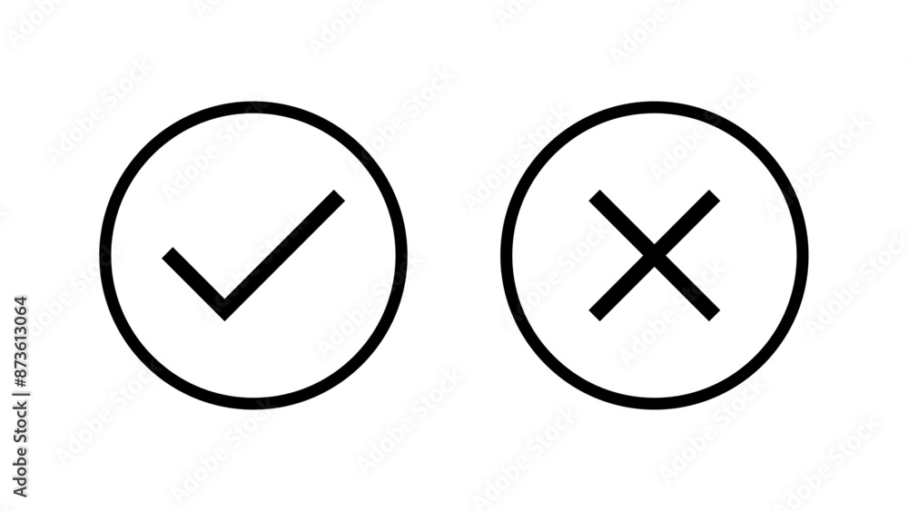 Check mark and cross mark icon set Check mark and cross mark icon set