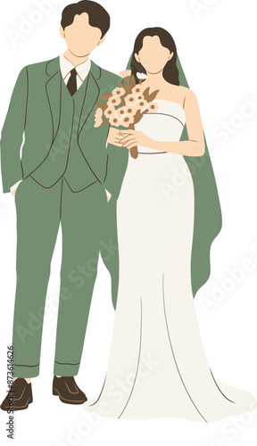 Green Suit Wedding Couple Graphic