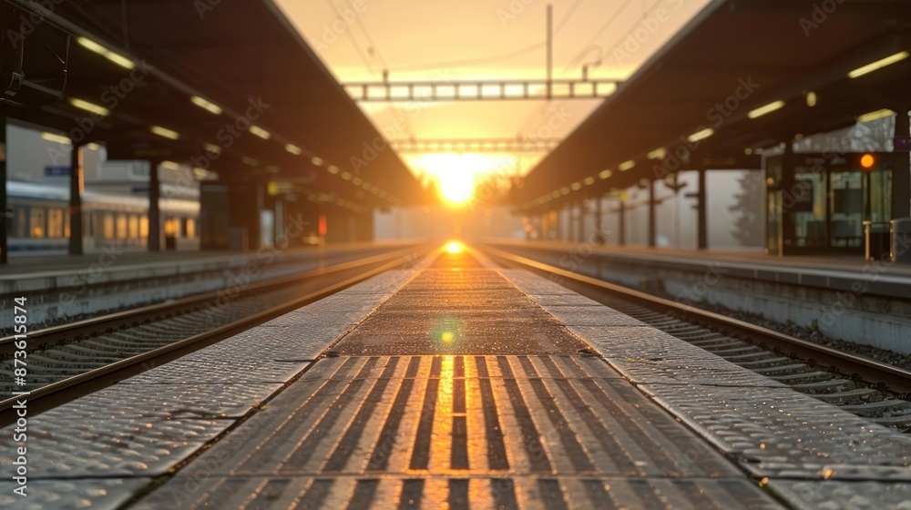 Train Tracks Leading to a Sunset Train Tracks Leading to a Sunset