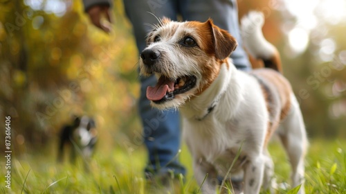 Happy Jack Russell Terrier Dog in Park.