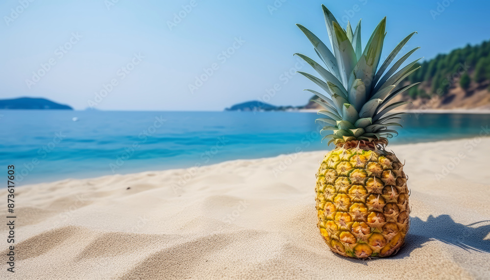 Pineapple on sand beach Pineapple on sand beach