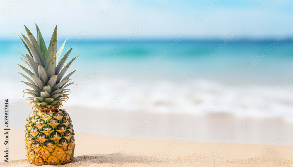 Pineapple on sand beach Pineapple on sand beach