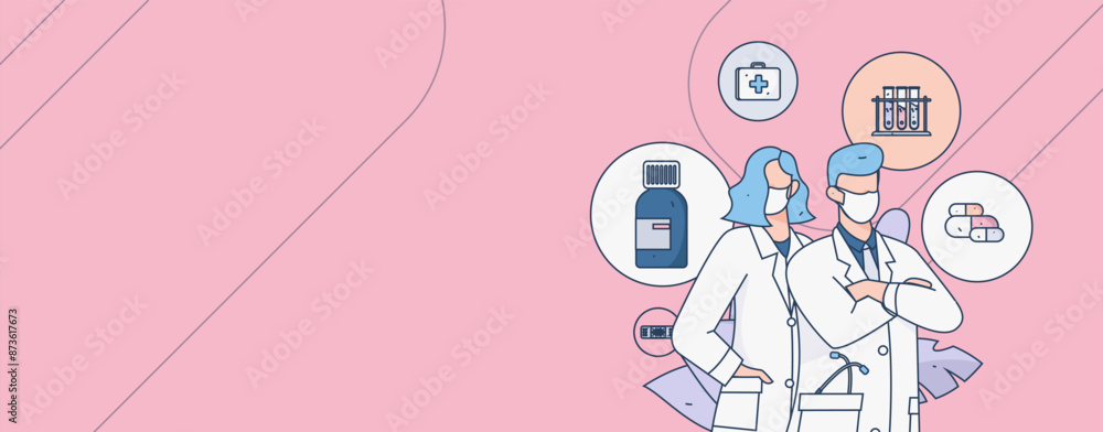 Medical characters fighting the epidemic flat vector concept operation hand drawn illustration
Medical characters fighting the epidemic flat vector concept operation hand drawn illustration