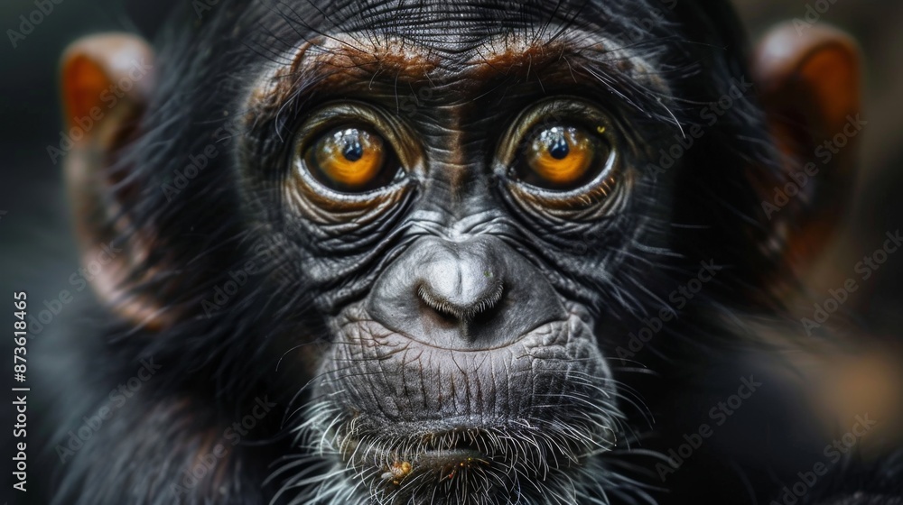 Close-up Portrait of a Chimpanzee. Close-up Portrait of a Chimpanzee.