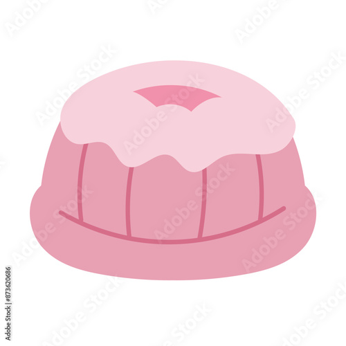 Kue putu ayu pink vector illustration, putu ayu flat icon clip art image, indonesian traditional sweet cake dessert, local snack food indonesia
