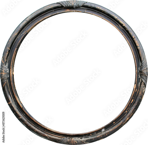 Antique round frame isolated on transparent background. PNG
