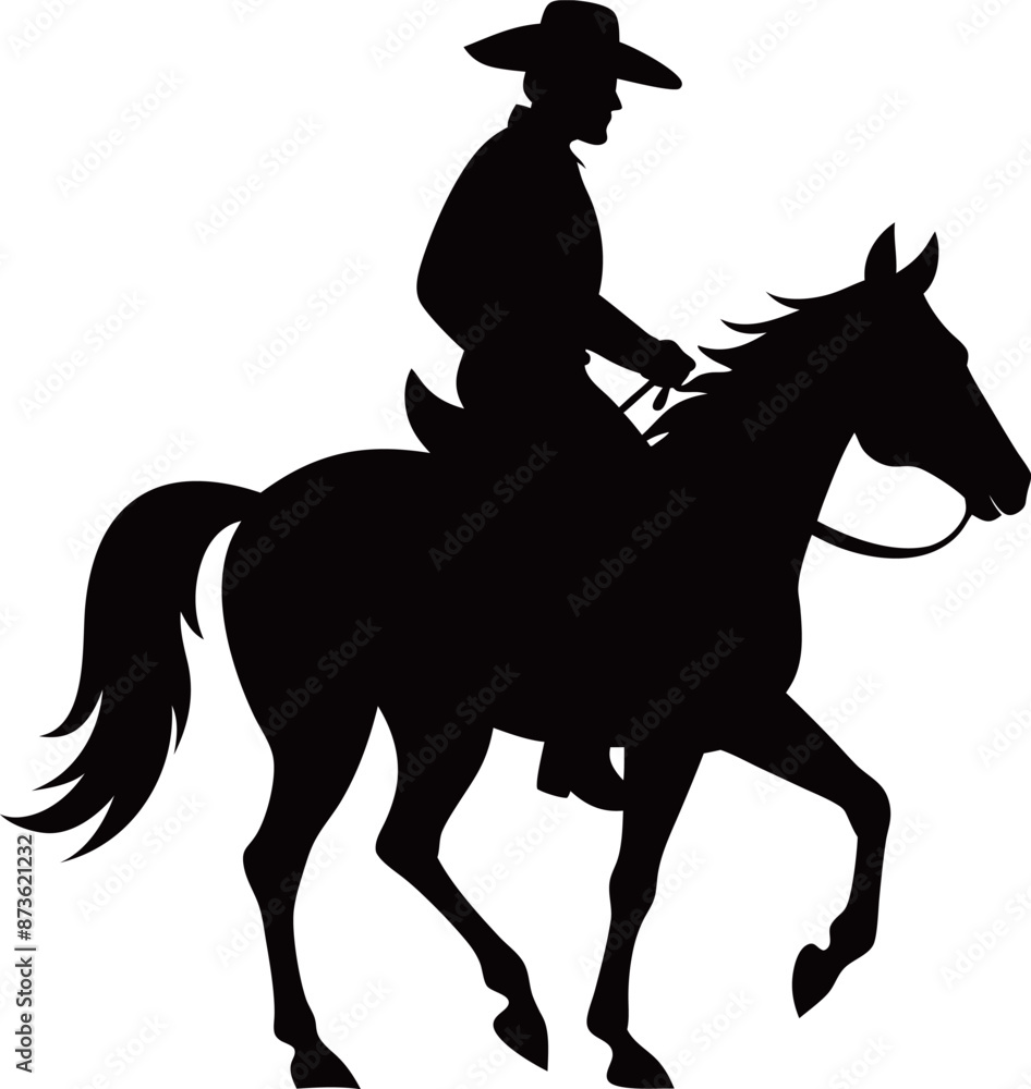 Cowboy on Horse silhouette illustration design art Cowboy on Horse silhouette illustration design art