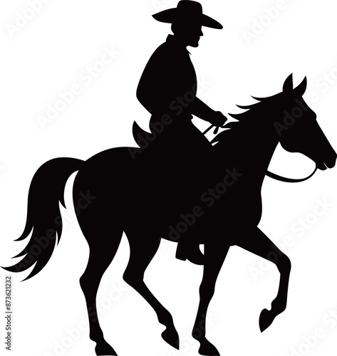 Cowboy on Horse silhouette illustration design art