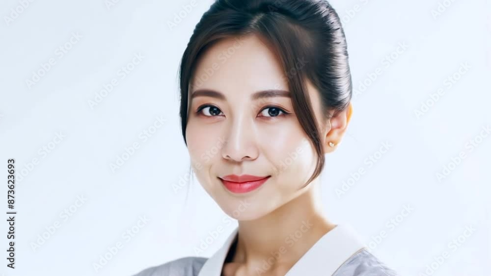 Portrait of a Smiling Japanese Woman Generative AI Portrait of a Smiling Japanese Woman Generative AI
