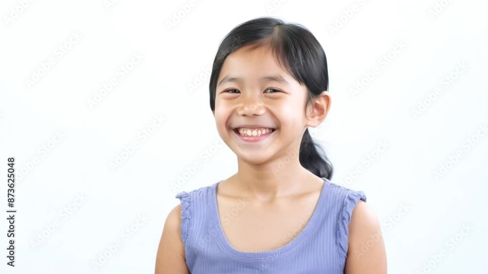 Smiling Asian Girl in Blue Tank Top Generative AI Smiling Asian Girl in Blue Tank Top Generative AI