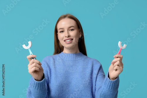 Young woman with child toot...