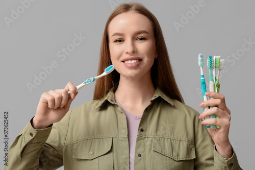 Young woman with plastic to...
